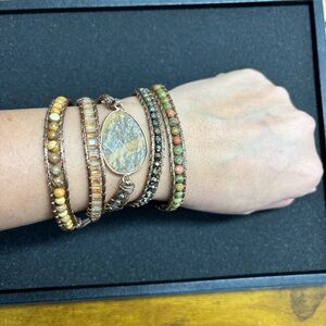 Dylan Jewelry Kelly Wrap Bracelet Jasper Stone Vegan Leather NWT